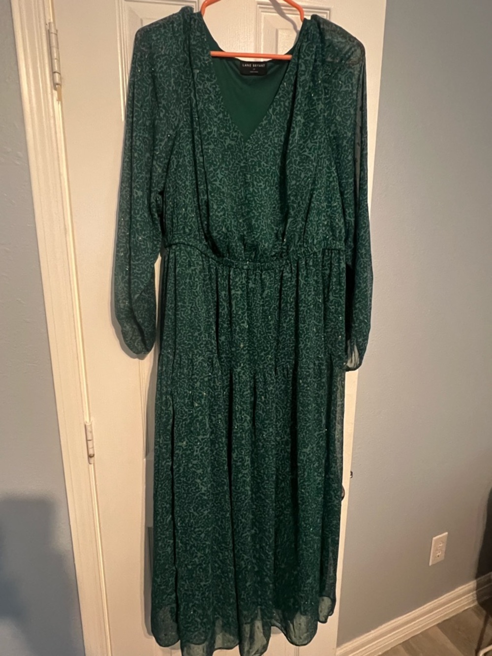 Lane Bryant Emerald Green Maxi Dress V-Neck